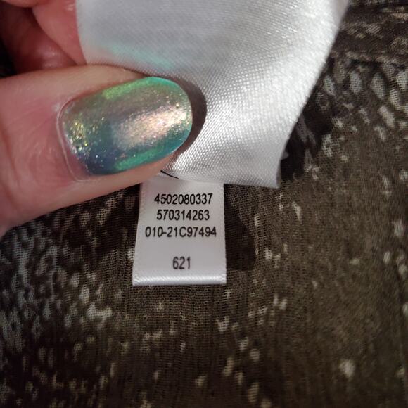 Chicos Snake Print Tunic Top Tank Set Size 3 US XL 16/18 Beaded Sheer Beige - Picture 9 of 10